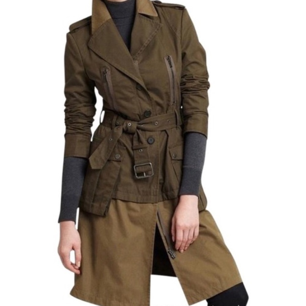 BCBGMaxAzria NWT Olive Willow Trench Coat - Picture 2 of 10